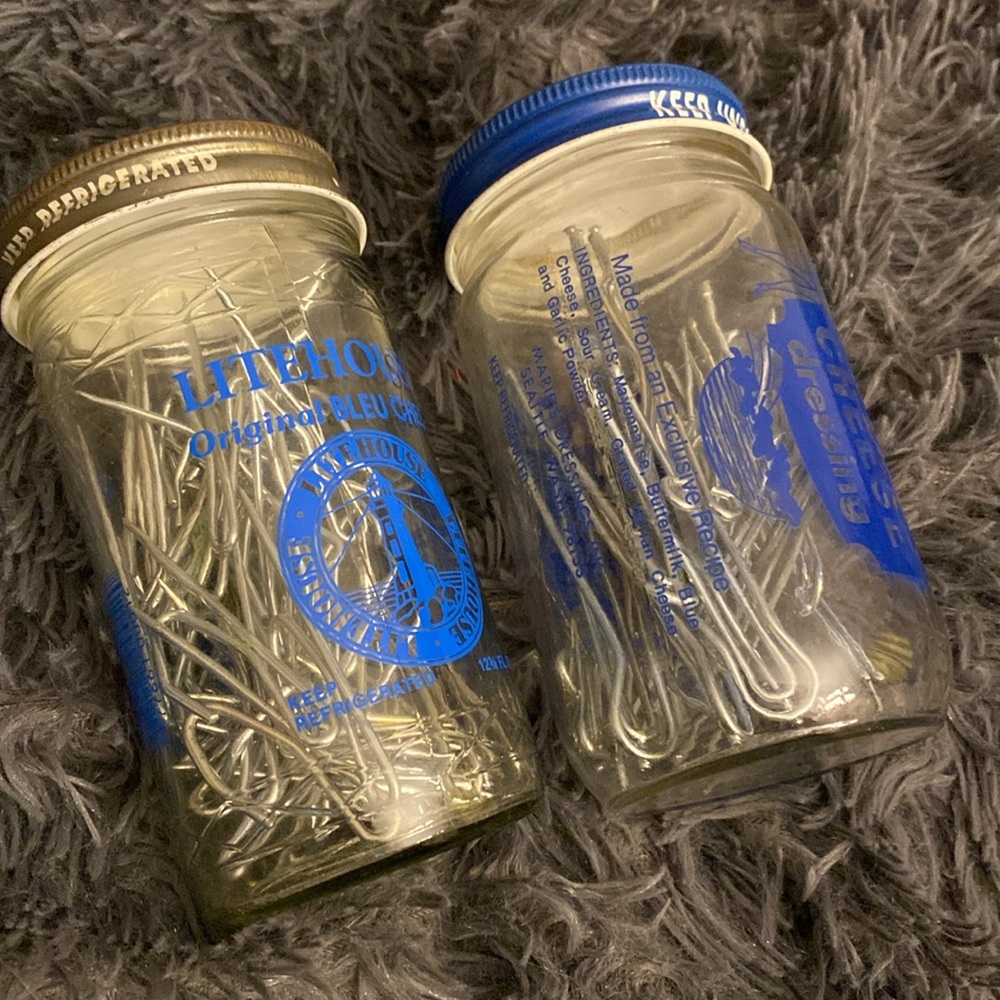Curtain hooks in jars